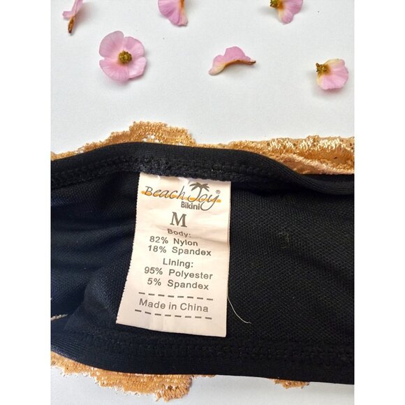 Beach Joy Bikini – Black with Pink Lace –Size Med –Triangle Top & Scrunch Bottom - Picture 6 of 6